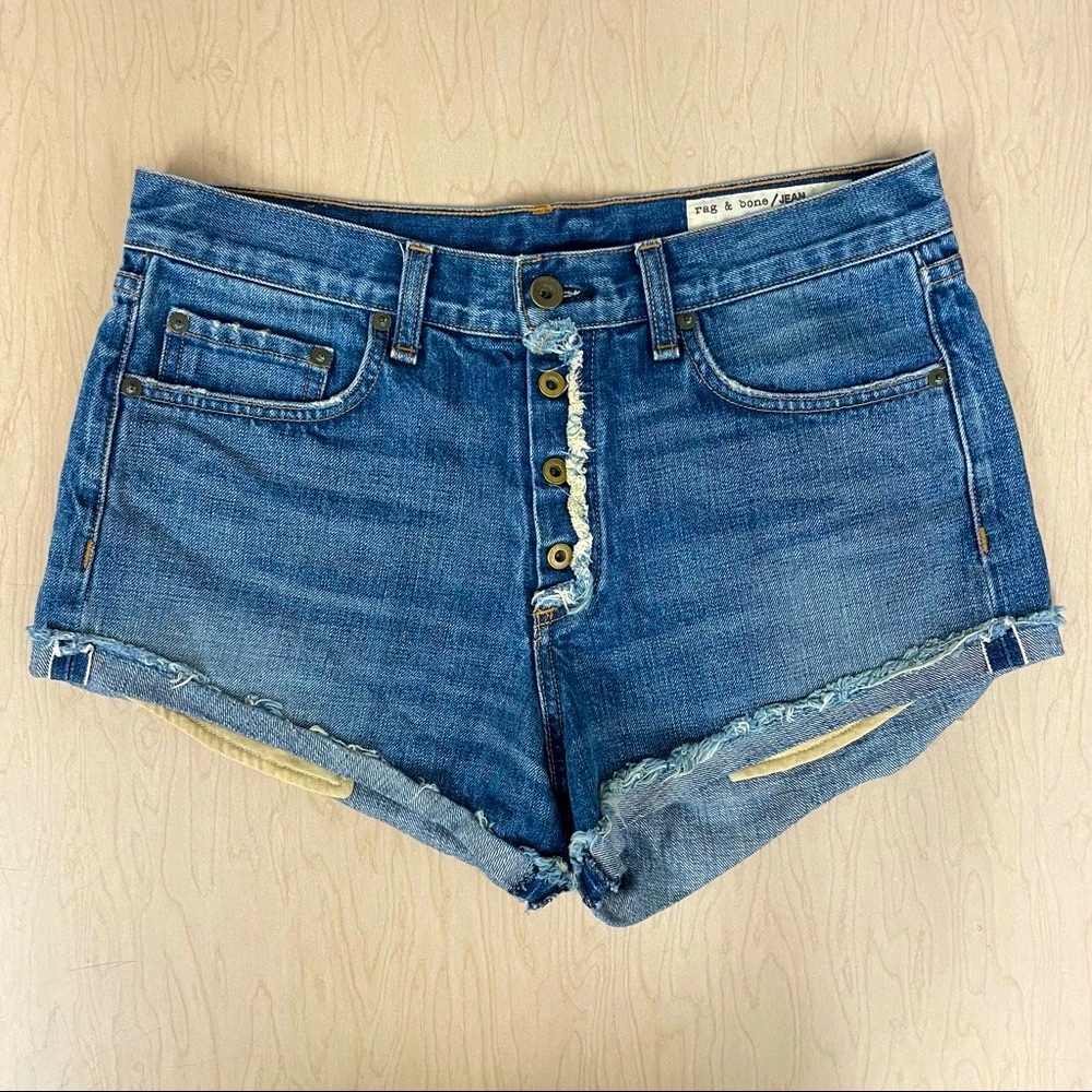New Rag & Bone Denim Shorts Womens 27 Marilyn Fly Weston Frayed Cut Offs Summer
